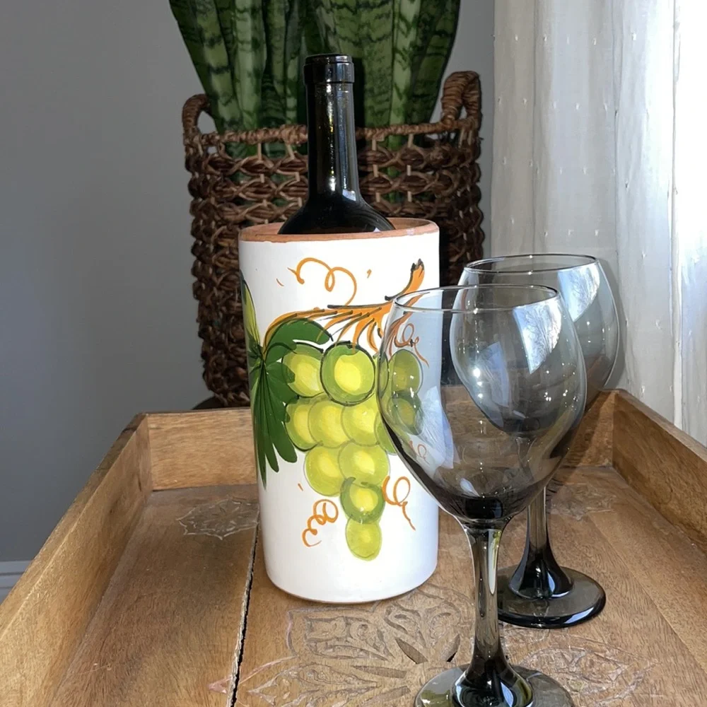 🎉HP🎉~PIER ONE Hand painted in Italy 🇮🇹 Terracotta Wine Chiller